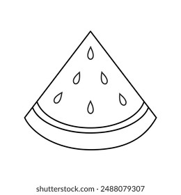 triangle Slice watermelon outline.  Vector,  isolated clip art 