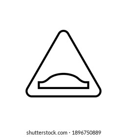 triangle speed bumps road sign in flat black line style, isolated on white background