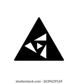 Triangle spiral. Outlined stroke vector icon with black-filled details.