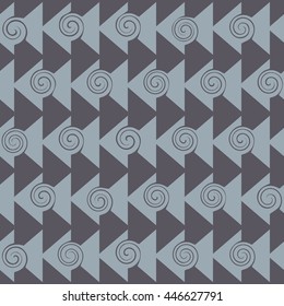 Triangle and spiral seamless pattern. Fashion graphic background design. Modern stylish abstract monochrome texture. Template for prints, textiles, wrapping, wallpaper, website etc VECTOR illustration