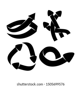 Triangle spiral way Arrow Direction Vector Black Color set
