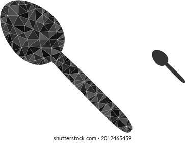Dreieck-Löffel polygonale Symbolgrafik. Das Löffel-Low-Poly-Symbol ist mit Dreiecken gefüllt. Flaches abstraktes Mesh-Symbol basierend auf dem Löffelsymbol.
