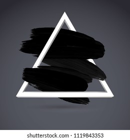 Triangle square acrylic stroke poster. Black Background Illustration for Motivationonal Quote and Inspirational Saying. Poster Template, vector design.