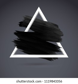 Triangle square acrylic stroke poster. Black Background Illustration for Motivationonal Quote and Inspirational Saying. Poster Template, vector design.