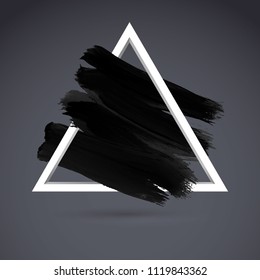 Triangle square acrylic stroke poster. Black Background Illustration for Motivationonal Quote and Inspirational Saying. Poster Template, vector design.