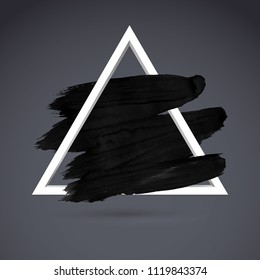 Triangle square acrylic stroke poster. Black Background Illustration for Motivationonal Quote and Inspirational Saying. Poster Template, vector design.