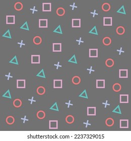 triangle square circle cross on playstation gray background seamless pattern svg