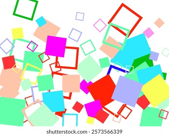  Triangle square circle star granules illustration.  A fun and festive pattern with pastel colored triangle confetti on a white background.