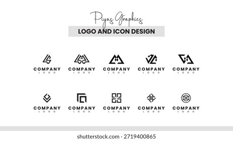 Paquete de diseño de icono de logotipo cuadrado triángulo