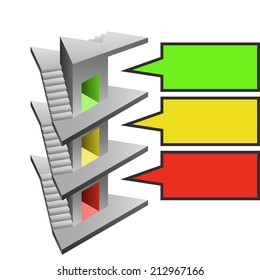 triangle staircase tower as building development template vector illustration