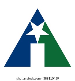 triangle and star logo vector.