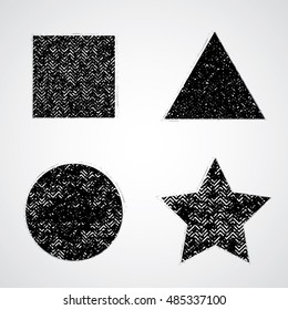 Triangle, Star, Square and Circle Retro Shape Collection. Banners, Insignias,Logos,Icons,Labels and Badges. Grunge Texture. 