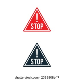 Elementos de plantilla de diseño de iconos de señas rojas de detención de triángulo