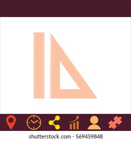 Triangle and Straightedge  icon. Vector design. 