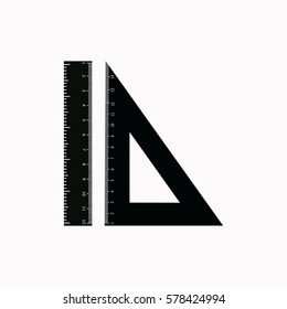 Triangle and Straightedge  icon. Vector design.
