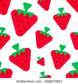 Triangle strawberry seamless pattern on white background. Simple shape berry concept. Vector illustration