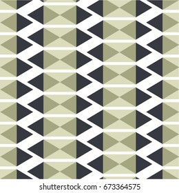 Triangle in striped pattern, contrast, mosaic, seamless vector background.