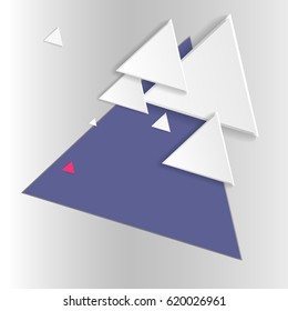 Triangle style background. 3d paper effect with drop shadow. Abstract vector design.