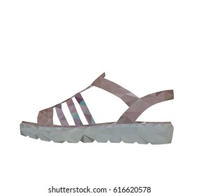 Triangle style. girl pink summer sandals. vector illustration