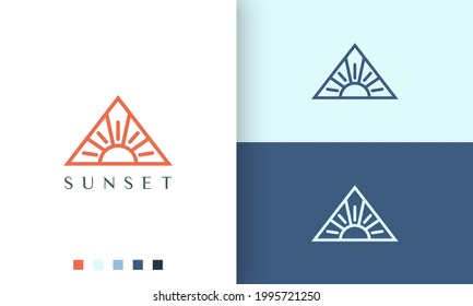 Dreieck-Sonne- oder Energiemblem im einzigartigen und modernen Stil