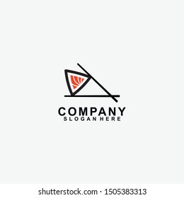 Triangle Sushi With Chopstick Logo Design. Modern Design. Flat Logo. Sushi Logo. Sushi. Vector Illustration