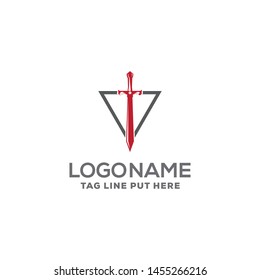 TRIANGLE SWORD LOGO DESIGN TEMPLATE 