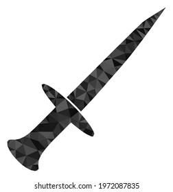 Triangle sword polygonal icon illustration. Sword lowpoly icon is filled with triangles. Flat filled abstract mesh symbol based on sword icon.
