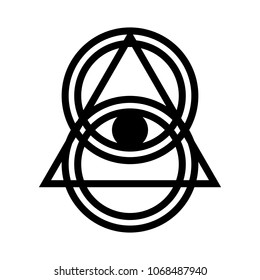 Triangle symbol with eye icon. Logo vector.