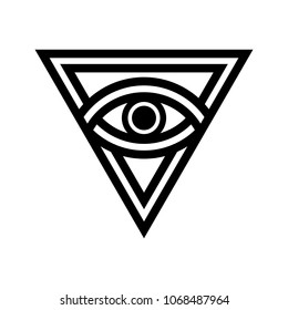 Triangle symbol with eye icon. Logo vector.