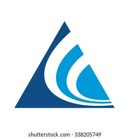 triangle as symbol of letter A and swoosh as symbol of letter C. logo vector.