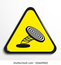 Triangle with a symbol "platform on a spring". Vector illustration.