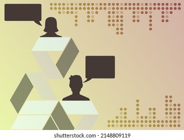 Triangle symbol representing successful online communication colleagues achieving teamwork. Chart displaying network connection partnership accomplishing newest project goals.