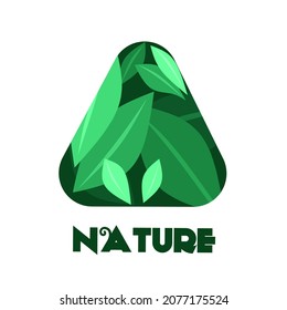 Triangle symbol and set of leaves inside a triangle