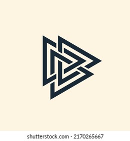 Triangle symbol. Viking emblem. Celtic knot vector icon. Triangle tattoo.