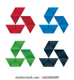 Triangle symbols with gradient patterns on white background. Vision icon design.