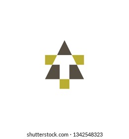 triangle t icon letter logo symbol design element