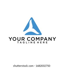 triangle and tail of whale or shark logo design inspiration, vector logo in modern style
