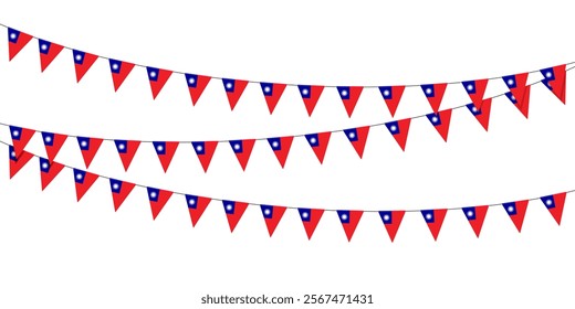 Triangle Taiwan celebration bunting flags on white background. Vector illustration.