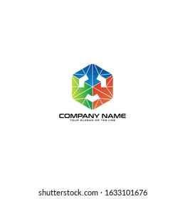 Triangle Tech Abstract Colorful Logo cubes vector template