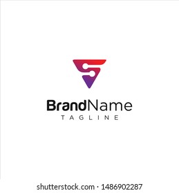 Triangle Tech Logo Stock Illustration / Letter V Tech Logo