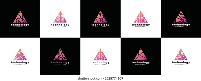 Colección de diseño de logotipo de tecnología de triángulo. Plantilla de logotipo de conexión de tecnología de triángulo. Icono de símbolo de logotipo de Tecnología