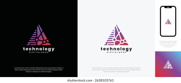 Diseño de logotipo de tecnología de triángulo. Plantilla de logotipo de conexión de tecnología de triángulo. Icono de símbolo de logotipo de Tecnología
