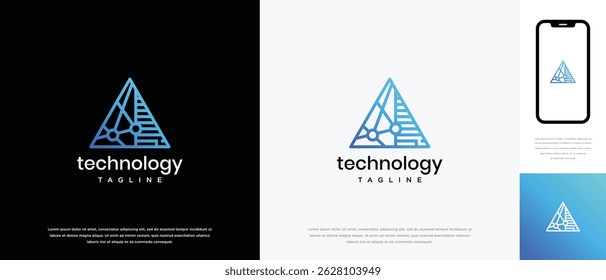 Diseño de logotipo de tecnología de triángulo. Plantilla de logotipo de conexión de tecnología de triángulo. Icono de símbolo de logotipo de Tecnología