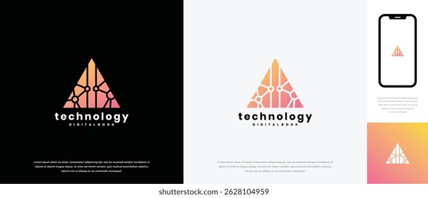 Triangle technology logo design. Triangle technology connection logo template. Technology logo symbol icon