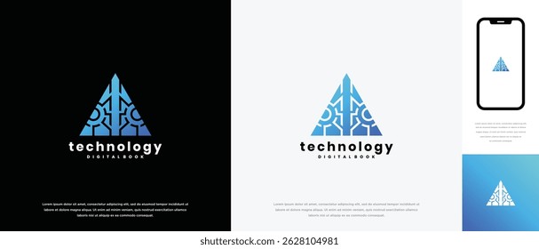 Triangle technology logo design. Triangle technology connection logo template. Technology logo symbol icon