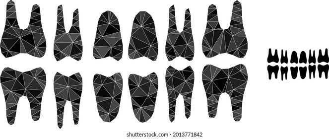 Triangle teeth jaw polygonal icon illustration. Teeth Jaw lowpoly icon is filled with triangles. Flat filled geometric mesh image based on teeth jaw icon.