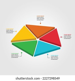 triangle template in pentagon shape for infographic for presentation for 5 element