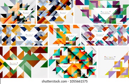 Triangle templates mega collection - abstract background designs. For banners, business backgrounds, presentations. Vector illustration