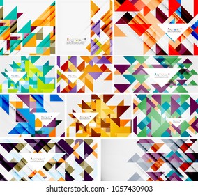 Mega colección de plantillas triangulares - diseños abstractos de fondo. Para banners, fondos de negocios, presentaciones. Ilustración del vector