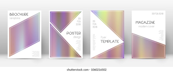 Triangle tempting template for Brochure, Annual Report, Magazine, Poster, Corporate Presentation, Portfolio, Flyer. Beautiful bright hologram cover page.